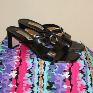 Brighton Italy Croc Style Sandal Heel Terry Sz 9